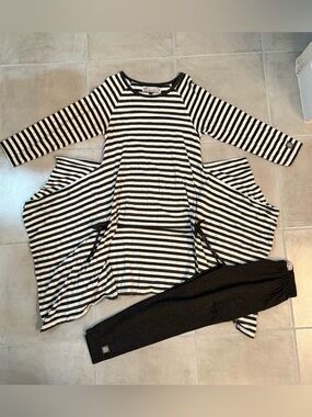KidCuteTure Sz 10 Charcoal White Dress & Capris NWOT